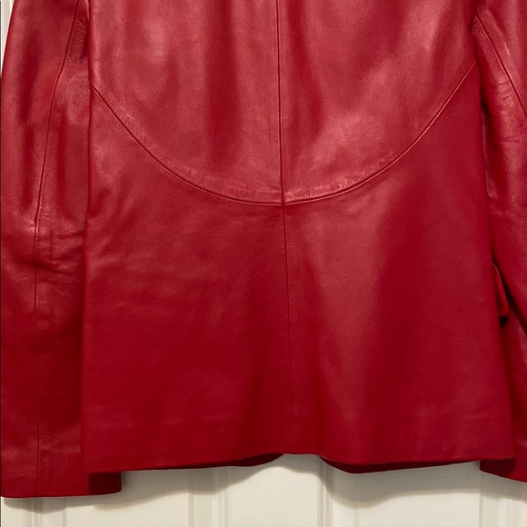 DKNY Women's Red Leather Jacket - Picture 4 of 6